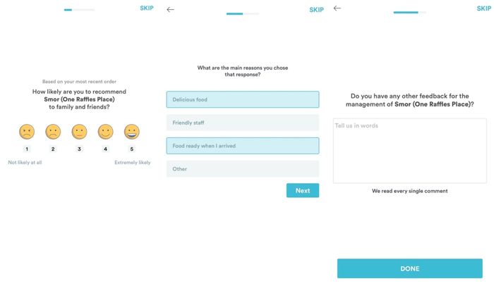 Waitrr offers a simple 3 click feedback option for your customers to rate their experience.