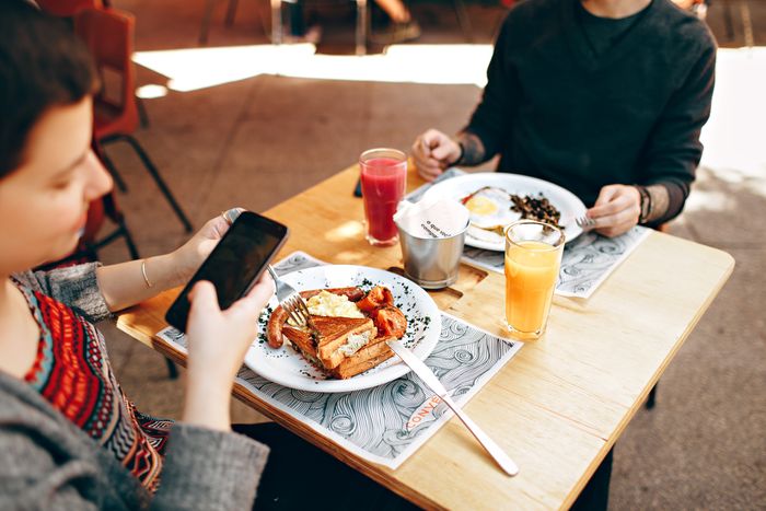 Restaurant guests enjoying dining out again.
